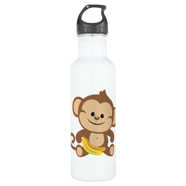 Boy Monkey With Banana 710 Ml Water Bottle (Front)