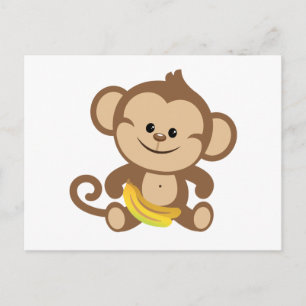 Boy Monkey With Banana Postcard