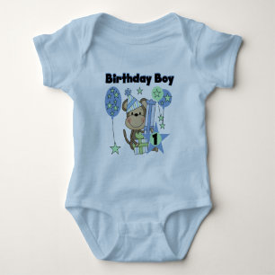 Boy Monkey With Gifts 1st Birthday Baby Bodysuit