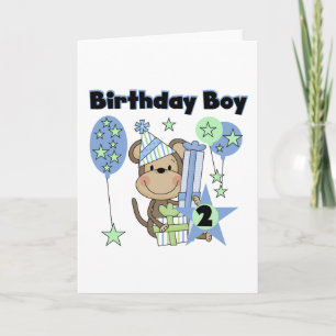 Boy Monkey With Gifts 2nd Birthday Tshirts Card