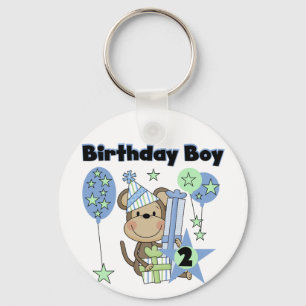 Boy Monkey With Gifts 2nd Birthday Tshirts Key Ring