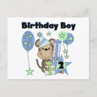 Boy Monkey With Gifts 2nd Birthday Tshirts