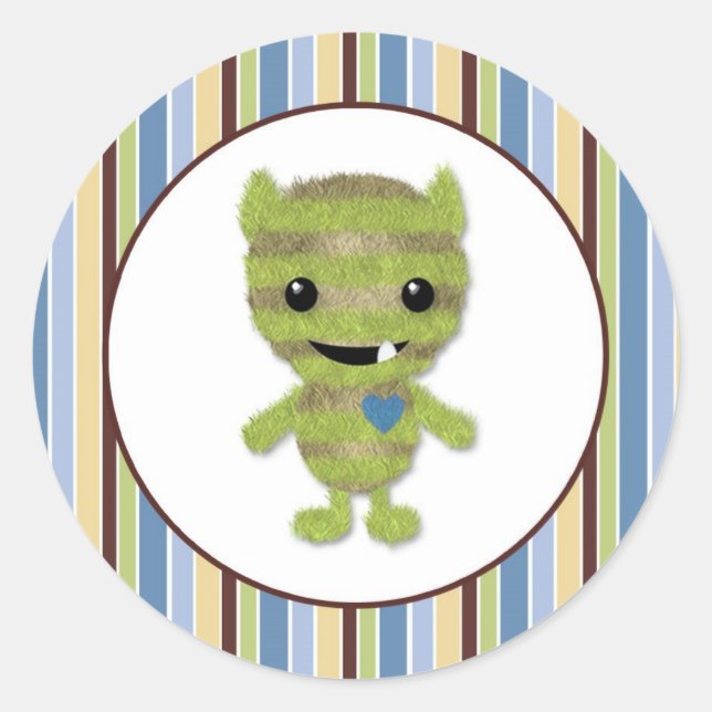 BOY MONSTER Peek a Boo Baby Monsters PABC #6 Classic Round Sticker (Front)