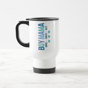 Boy Mum Tumbler With Handle Custom Kids Names Gift Travel Mug