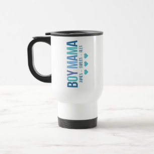 Boy Mum Tumbler With Handle Custom Kids Names Gift Travel Mug