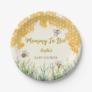 Boy Mummy to Bee Cute Bumblebee Baby Shower Paper Plate