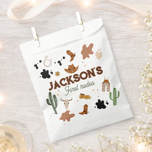 Boy My First Rodeo Cowboy 1st Birthday Favour Bags (Clipped)