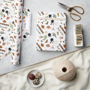 Boy My First Rodeo Cowboy 1st Birthday Wrapping Paper