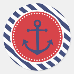 Boy Nautical Anchor Navy Stripes Thank You Sticker