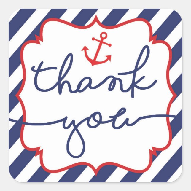 Boy Nautical Baby Shower Thank You Sticker Anchor (Front)
