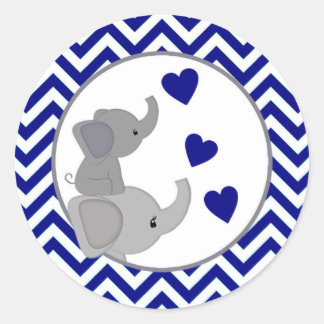 Boy Navy Elephant Baby Shower Stickers Chev 366-03