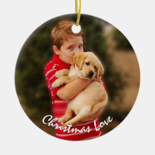 Boy & New Puppy for Christmas Ceramic Tree Decoration