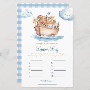 Boy Noah's Ark Baby Shower What's in Diaper Bag