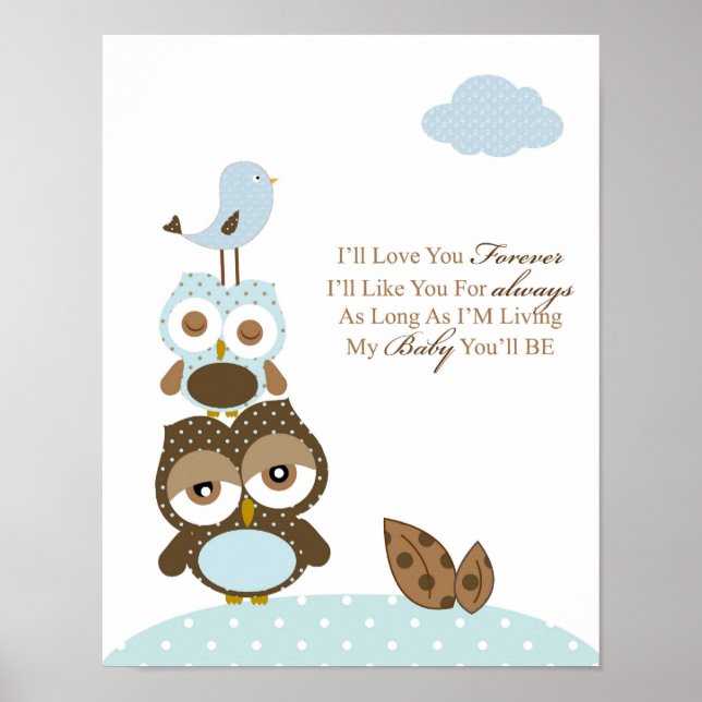 Boy nursery bedroom art I will love you forever Poster (Front)