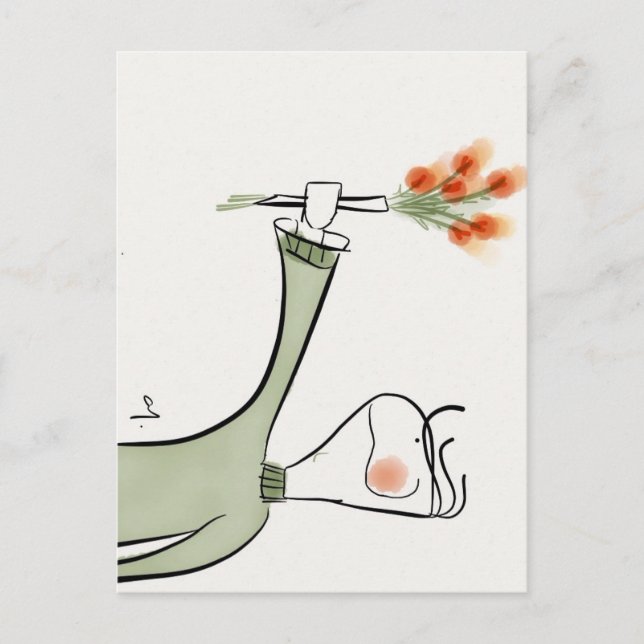 Boy ofering flowers postcard (Front)