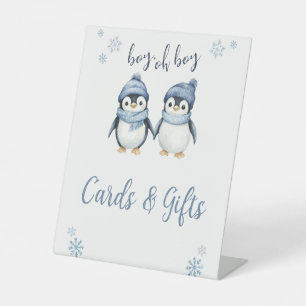 boy oh boy winter baby shower pedestal sign