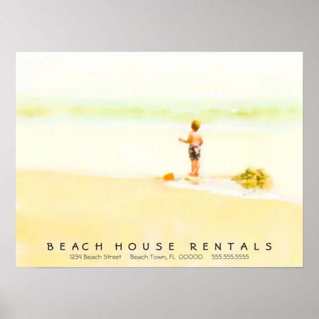 Boy on a Beach Watercolor Poster (Front)