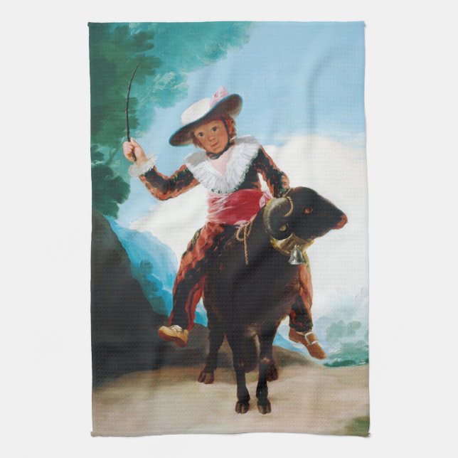 Boy on a Ram Francisco José de Goya Tea Towel (Vertical)