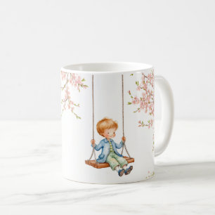 Boy on a swing Cherry Blossoms Coffee Mug