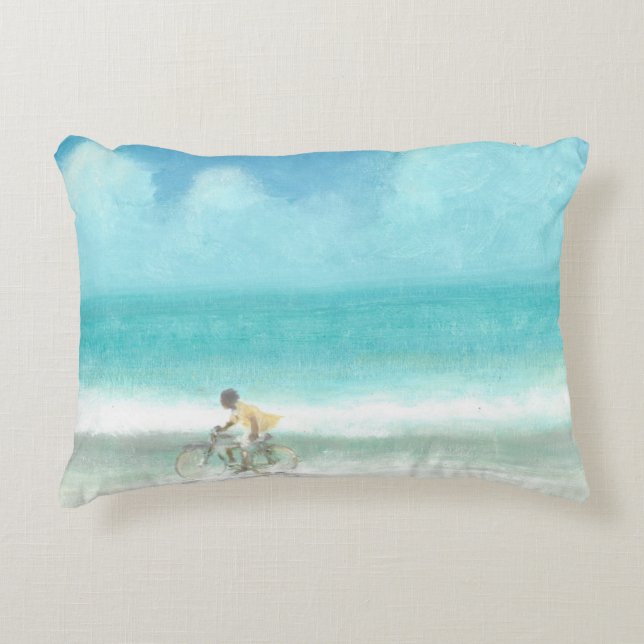 Boy on Bicycle  3 Decorative Cushion (Front)
