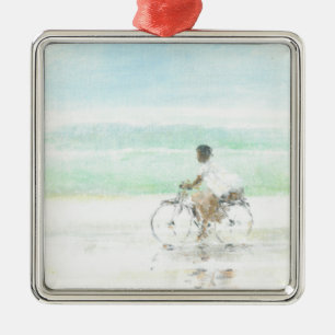 Boy on Bicycle Metal Tree Decoration