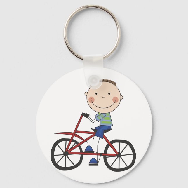 Boy on Bicycle Tshirts and Gifts Key Ring (Front)