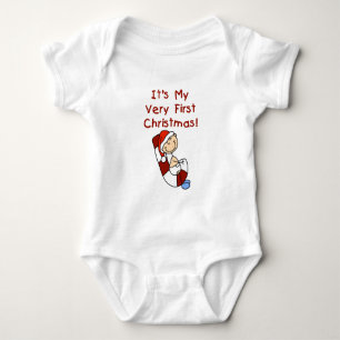 Boy on Candy Cane 1st Christmas Baby Bodysuit