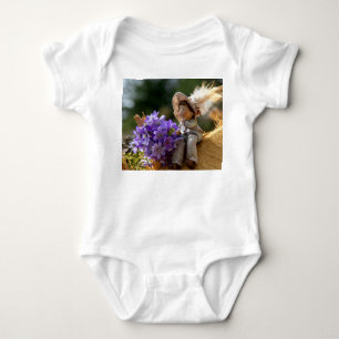 Boy on Log with Flowers Baby Bodysuit