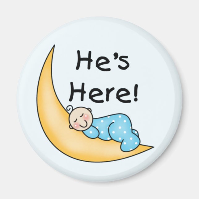 Boy on Moon He's Here Magnet (Front)