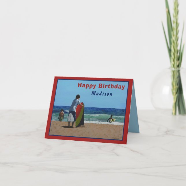 Boy on The Beach Folded Greeting Card (Front)