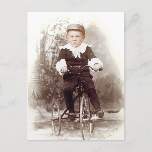 Boy on Tricycle Postcard (Front)
