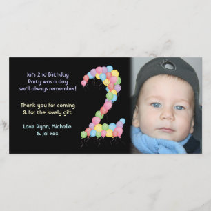 Boy or Girl 2nd Birthday Thank You Photo Card