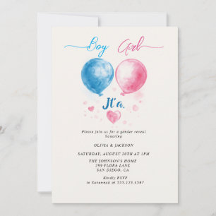 Boy or Girl and balloons Gender Reveal Party  Invitation