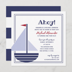 boy or girl ANY AGE sailboat BIRTHDAY PARTY Invitation