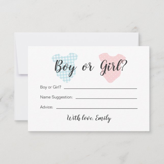 Boy or Girl Baby Gender Reveal Card (Front)