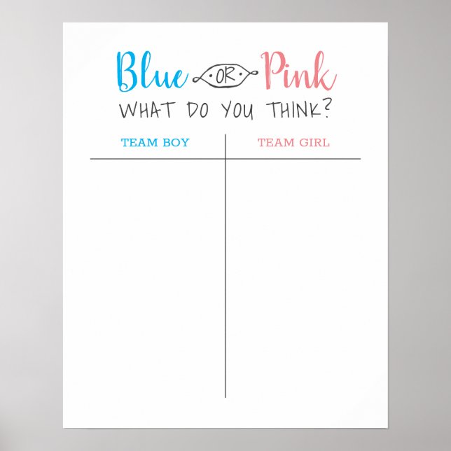 Boy or Girl Baby Gender Reveal Guess Poster (Front)