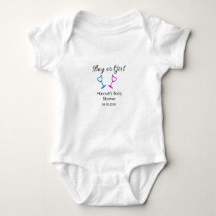 Boy or girl baby shower pink blue glass name date bodysuit