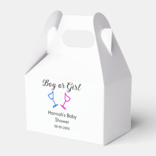 Boy or girl baby shower pink blue glass name date favour box