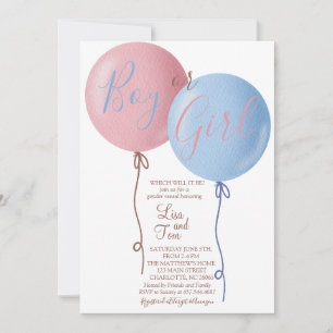 Boy Or Girl Ballons Gender Reveal Party Invitation