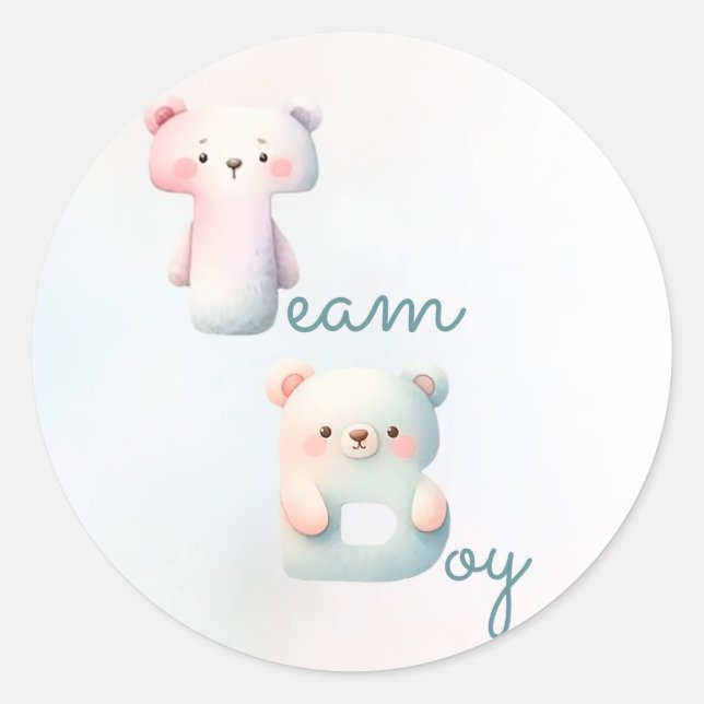 Boy or Girl Bear Colourful Gender Reveal Party Classic Round Sticker (Front)