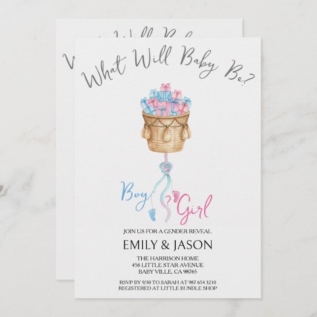 Boy Or Girl Blue Or Pink Gender Reveal Invitation (Front/Back)