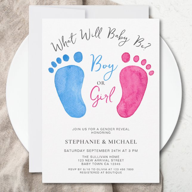 Boy Or Girl Blue Or Pink Gender Reveal Invitation (Creator Uploaded)