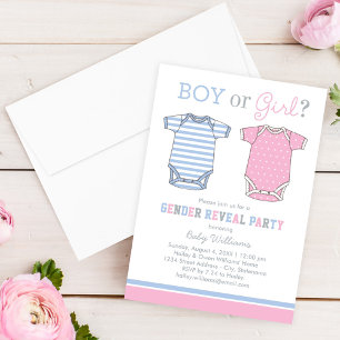 Boy or Girl Blue Pink Baby Gender Reveal Party Invitation