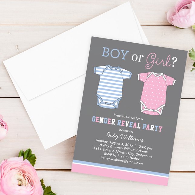 Boy or Girl Blue Pink Baby Gender Reveal Party Invitation (Creator Uploaded)