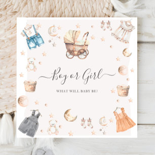 Boy or Girl Boho Nursery Baby Crib Gender Reveal Napkin