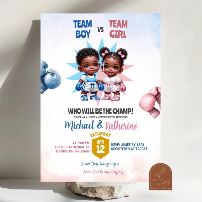 Boy Or Girl Boxing Gender Reveal Invitation (Creator Uploaded)