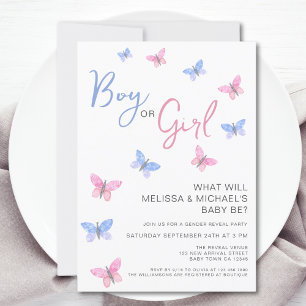 Boy or Girl Butterfly Gender Reveal Invitation