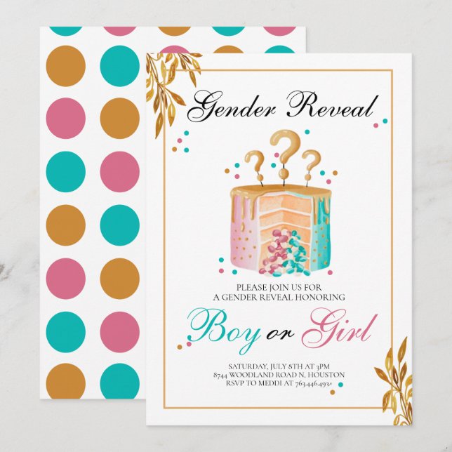 Boy or girl cake Gender Reveal Invitation (Front/Back)