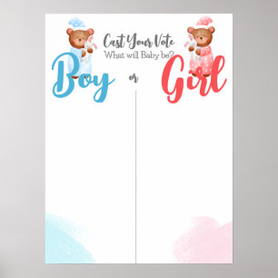 Boy or girl chart with teddy bears foam board