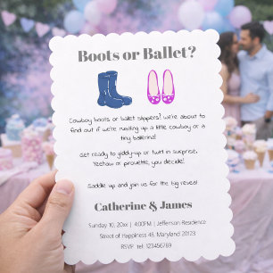Boy or Girl Cowboy Boots Balet Gender Reveal Invitation